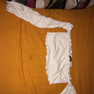 Off Shoulder Fringe Crop